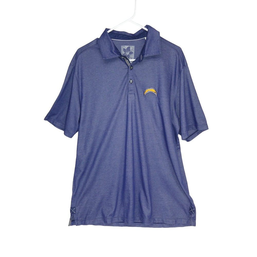 Tommy Bahama Football San Diego Chargers Polo Shirt Men L Short Sleeve Logo - Picture 1 of 12